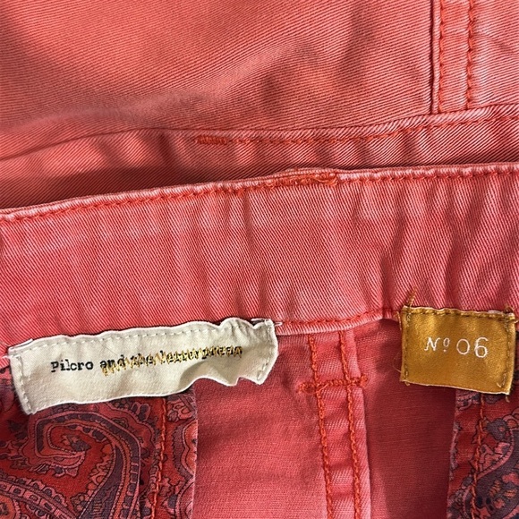 Pilcro Anthropologie Button Down Chino Coral Skirt Size 6 Preppy Autumn Classic - Picture 7 of 8